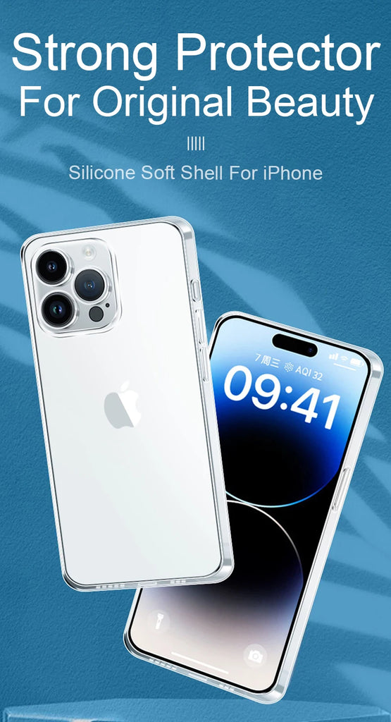 Ultra Thin Silicone Soft Case For iPhone 14 13 12 Mini 11 Pro XS Max X XR SE 2022 2020 7 8 6S 6 Plus 5 5S Clear Back Cover Slim