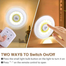 Load image into Gallery viewer, 3W Smart COB Under Cabinet Light Mini LED Wireless Remote Control Dimmable Wardrobe Night Lamp For Bedroom Kitchen Nightlight