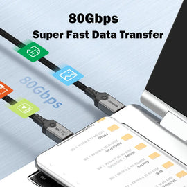 16K USB 5 Thunderbolt Cable 4K@544Hz 80Gbps Type C TO USB-C Cable PD240W Type-c Charge Cable for Macbook Pro Laptop Power Bank