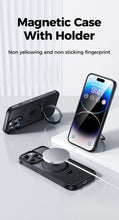 Load image into Gallery viewer, Joyroom Magnetic Phone Case for iPhone 14 13 Pro Max Frosted Ring Holder Phone Cover Wireless Charger Magnet Cover With Holder