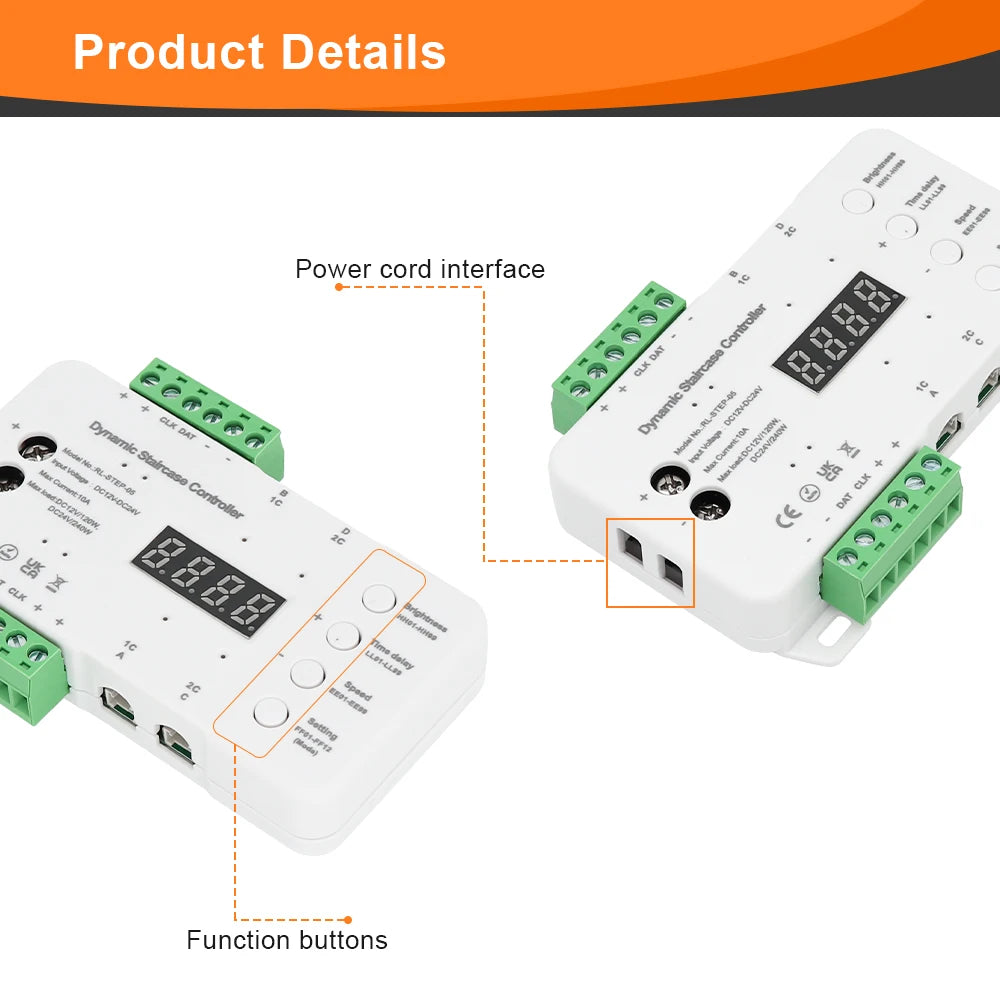 Intelligent Motion Sensor Stair Light Smart Controller 10 20 32 40 Steps Fast Install High Bright COB LED Strip Full Set STEP-05