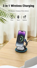 Load image into Gallery viewer, Qi2 3 in 1 Wireless Charger 15W For iPhone 16 15 14 13 12 Fast Charging Station For Apple Watch 10 9 8 7 6 5 for Airpods pro