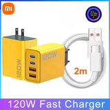 Xiaomi 120W USB Charger Fast Charging QC 3.0 Fast Charger Type C Adapter For Xiaomi Samsung Dual Port USB Charger For IPhone 15