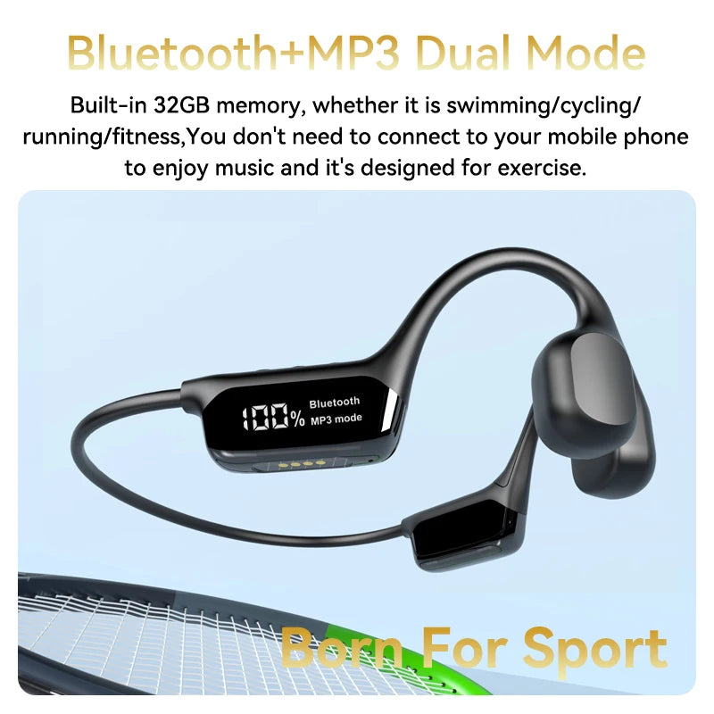 Bone Conduction Headphones Bluetooth 5.4 Wireless Earphone IPX8 Waterproof for Swimming Sports Support MP3 Player With 32G RAM