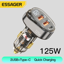 Load image into Gallery viewer, Essager 125W USB C Car Charger Digital Display PD QC3.0 Fast Charge Phone Charger For IPhone 14 13 Pro Max Samsung Xiaomi Laptop