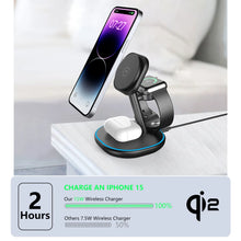 Load image into Gallery viewer, Qi2 3 in 1 Wireless Charger 15W For iPhone 16 15 14 13 12 Fast Charging Station For Apple Watch 10 9 8 7 6 5 for Airpods pro